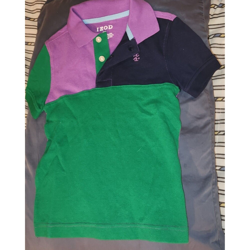 Izod Toddler Size 4  Polo Shirt Purple, Navy,Green Block.Smoke/Pet Free Home